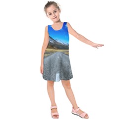 Road Mountain Landscape Travel Kids  Sleeveless Dress by Celenk