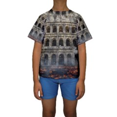 Colosseum Italy Landmark Coliseum Kids  Short Sleeve Swimwear