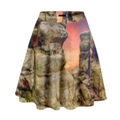 Rocks Landscape Sky Sunset Nature High Waist Skirt