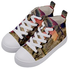 Rocks Landscape Sky Sunset Nature Kid s Mid-top Canvas Sneakers by Celenk