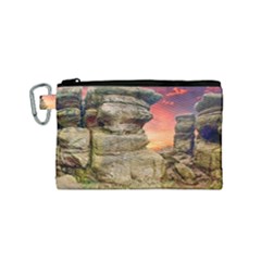 Rocks Landscape Sky Sunset Nature Canvas Cosmetic Bag (small) by Celenk