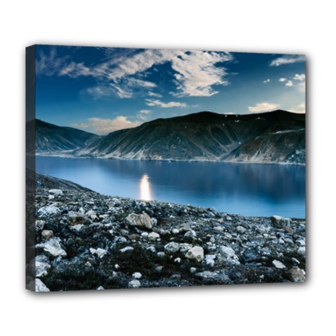 Shore Mountain Water Landscape Deluxe Canvas 24  X 20  