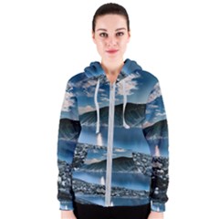 Shore Mountain Water Landscape Women s Zipper Hoodie