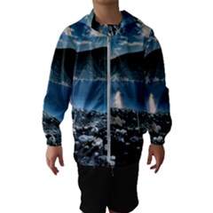 Shore Mountain Water Landscape Hooded Wind Breaker (kids) by Celenk