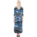 Shore Mountain Water Landscape Quarter Sleeve Wrap Maxi Dress View1