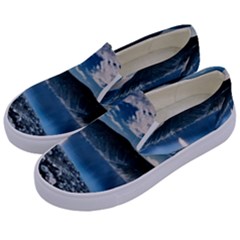 Shore Mountain Water Landscape Kids  Canvas Slip Ons