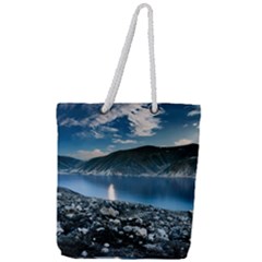 Shore Mountain Water Landscape Full Print Rope Handle Tote (large)