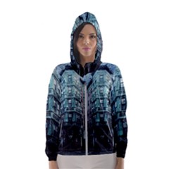 Storm Weather Thunderstorm Nature Hooded Wind Breaker (women) by Celenk