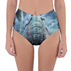 Storm Weather Thunderstorm Nature Reversible High-waist Bikini Bottoms by Celenk