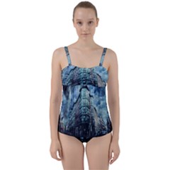 Storm Weather Thunderstorm Nature Twist Front Tankini Set by Celenk