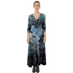 Storm Weather Thunderstorm Nature Button Up Boho Maxi Dress