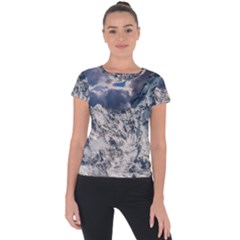 Mountain Snow Winter Landscape Short Sleeve Sports Top  by Celenk