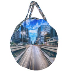 Urban Street Cityscape Modern City Giant Round Zipper Tote by Celenk