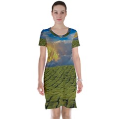 Sunrise Hills Landscape Nature Sky Short Sleeve Nightdress