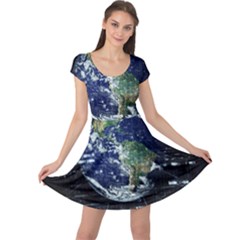 Earth Internet Globalisation Cap Sleeve Dress by Celenk