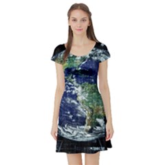 Earth Internet Globalisation Short Sleeve Skater Dress by Celenk