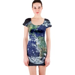 Earth Internet Globalisation Short Sleeve Bodycon Dress by Celenk