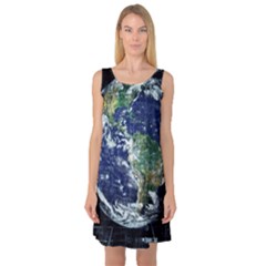 Earth Internet Globalisation Sleeveless Satin Nightdress by Celenk