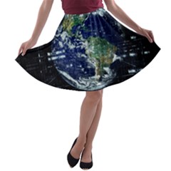 Earth Internet Globalisation A-line Skater Skirt by Celenk