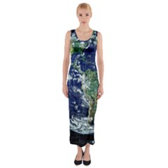 Earth Internet Globalisation Fitted Maxi Dress by Celenk