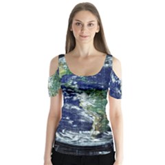 Earth Internet Globalisation Butterfly Sleeve Cutout Tee 