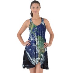 Earth Internet Globalisation Show Some Back Chiffon Dress by Celenk