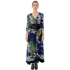 Earth Internet Globalisation Button Up Boho Maxi Dress by Celenk