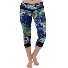 Earth Internet Globalisation Capri Yoga Leggings by Celenk