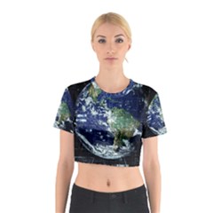 Earth Internet Globalisation Cotton Crop Top by Celenk