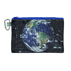 Earth Internet Globalisation Canvas Cosmetic Bag (large)