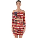 American Flag Usa Symbol National Off Shoulder Top with Skirt Set View1