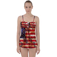 American Flag Usa Symbol National Babydoll Tankini Set by Celenk