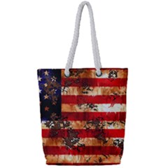 American Flag Usa Symbol National Full Print Rope Handle Tote (small) by Celenk