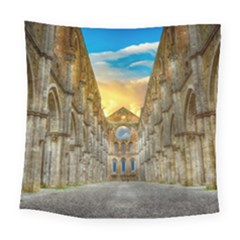 Abbey Ruin Architecture Medieval Square Tapestry (large) by Celenk