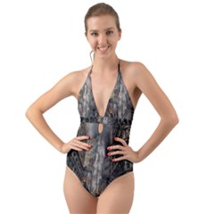 Destruction War Conflict Death Halter Cut-out One Piece Swimsuit