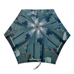 Tower Blocks Skyscraper City Modern Mini Folding Umbrellas by Celenk