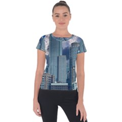 Tower Blocks Skyscraper City Modern Short Sleeve Sports Top  by Celenk