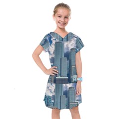 Tower Blocks Skyscraper City Modern Kids  Drop Waist Dress by Celenk