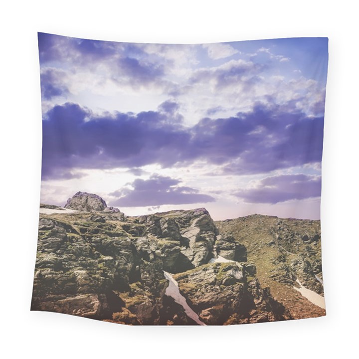 Mountain Snow Landscape Winter Square Tapestry (Large)