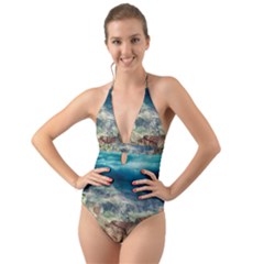 Canyon Mountain Landscape Nature Halter Cut-out One Piece Swimsuit by Celenk