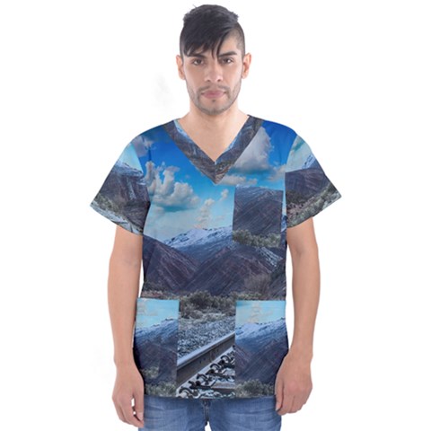 Nature Landscape Mountains Slope Men s V-neck Scrub Top by Celenk