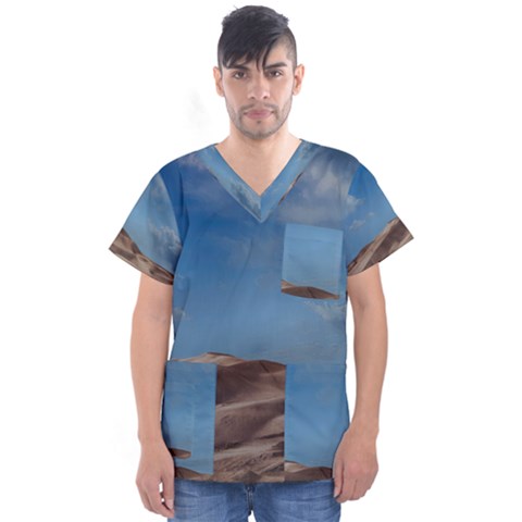 Sand Dune Desert Landscape Dry Men s V-neck Scrub Top by Celenk