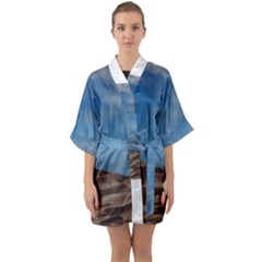 Sand Dune Desert Landscape Dry Quarter Sleeve Kimono Robe by Celenk