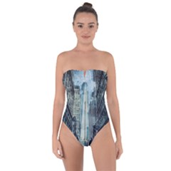 Storm Damage Disaster Weather Tie Back One Piece Swimsuit by Celenk