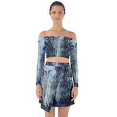 Storm Damage Disaster Weather Off Shoulder Top With Skirt Set by Celenk