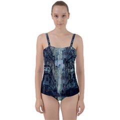 Storm Damage Disaster Weather Twist Front Tankini Set by Celenk