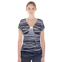 Texture Background Water Short Sleeve Front Detail Top by Celenk