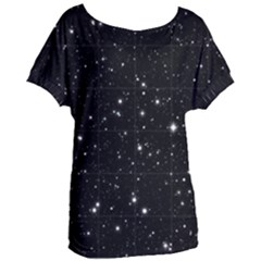 Black Background Texture Stars Women s Oversized Tee by Celenk