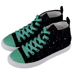 Black Background Texture Stars Women s Mid-top Canvas Sneakers by Celenk