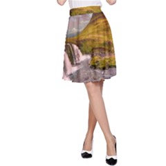 Nature Mountains Cliff Waterfall A-Line Skirt